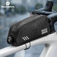 ROCKBROS 1pc Waterproof Bicycle Top Tube Bag With Rotating Lock Drawstring Design, Snug Fit No Shaking, 0.9L Capacity, Suitable For Mountain Bikes And Road Bikes, Meets Daily Commuting Needs - Black - View 12