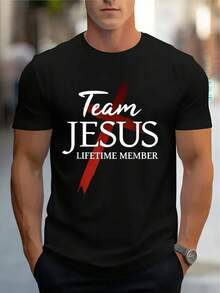 Men's Jesus Graphic Print T-Shirt, Casual, Short Sleeve, 1 Piece, % Thick Cotton - Comfortable Crew Neck, Soft And Adorable T-Shirts, Loose And Comfortable. - White - View 5