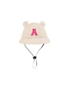 1 pieza Sombrero ajustable y transpirable para niños, con 26 letras personalizadas, color rosa, sombrero de cubo para protección solar en la playa, adecuado para actividades al aire libre, uso diario y como regalo de cumpleaños para niñas pequeñas y bebés - Beige 2 - Ver 5