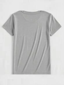 Camiseta casual de manga corta y cuello redondo de diseño sencillo, con tela cómoda, perfecta para primavera y verano. Elegante y práctica. - Negro - Ver 10