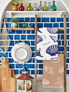 2pcs Shell & Starfish Pattern Kitchen Towels, Minimalist Beach Style Dish Cloths, Suitable For Farmhouse Kitchen & Home, Can Be Used As Hand Towels, Tea Towels - Multicolor - View 6