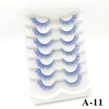 7 Pairs Colored Lashes White Color Eyelashes Russian Strip Lashes With Color Wispy Faux Mink Lashes Fluffy Long False Eyelashes Colored Eye Lashes Reusable Color Lashes Strips - Multicolor - View 6
