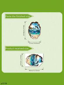 1pc Removable Dolphin & Ocean Scene Wall Sticker, Suitable For Bathroom Wall Decor - A - View 6
