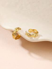 1 paire de boucles d'oreilles manchettes pour femmes en acier inoxydable doré, boucles d'oreilles dorées charmantes pour un port quotidien, style clip, boucles d'oreilles punk à la mode personnalisées, sans perçage nécessaire, excellent cadeau pour les sœurs - tissage croisé - Voir 4