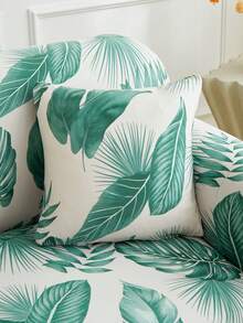 1pc Tropical Plant Pattern Sofa Cover (Including 1pc Pillow Case), Dust-Proof, Dirt-Resistant, Elastic Full Coverage Sofa Protector, Living Room Home Decor, Fits 1/2/3/4 Seater Sofa, All Season, Machine Washable - Green - View 9
