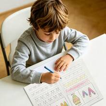 可重複使用魔幻字母練習書套裝，適合幼兒，蒙特梭利字母書寫描紅書，學校用品，返校生日禮物 - 彩色 - 查看 9