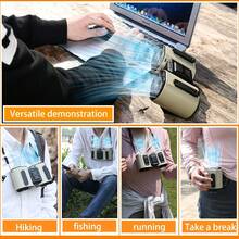 3-in-1 tragbarer Hüftventilator, Kühlgerät für Baustellen bei hohen Temperaturen zur Linderung von Hitzebelastung. Wiederaufladbarer Mini-Ventilator mit Digitalanzeige, 10000mAh langanhaltender Akku, Campingzubehör mit Entladefunktion, unverzichtbarer Artikel für den Sommer. - Grau-Orange - Übersicht 3