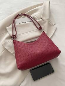 Tas Tote Anyaman Modis Terbaru, Tas Bahu Bergaya Retro - Merah - View 3