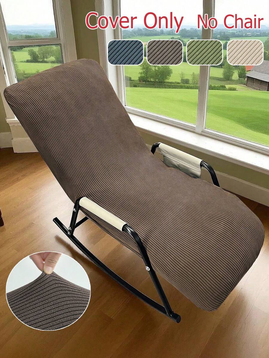 1 pieza Funda de silla mecedora de unicolor, Funda elástica envolvente completa para silla de sofá, Funda plegable para silla de salón para patio/hogar - Multicolor - Ver 1