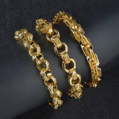 18K Gold Plated Thick Copper 750 Italian OT Clasp Bangle, Suitable For Men And Women For Daily Wear And Parties