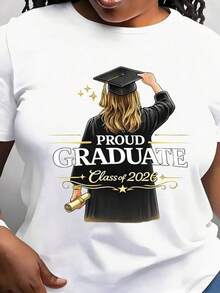 Informal para el día a díaProud Graduate Class Of 2026 Women's T-Shirt Casual Crew Neck Short Sleeve Graduation Celebration Design With Cap And Diploma Graphic For Everyday Wear Comfortable Fit Perfect For Graduation Events And Daily Outfits,Camiseta de cuello redondo, camiseta informal estampada para mujer,Camisetas para hombre, camisetas a juego para padres e hijos, ropa de apoyo para la Copa del Mundo, artículos esenciales para la graduación y la vuelta al cole. - Blanco - Ver 1