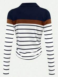 Camiseta blanca de manga larga para mujer con estampado de cerezas rojas dulces, cuello polo, cintura ajustada.Perfecta para el otoño.Nuevo estilo, camiseta de moda.Regalo para vacaciones, regalo para hermanos, regalo para hermana, regalo para mamá, regalo para el Día de la Madre.Informal, minimalista, top con estilo. - azul real 3 - Ver 2