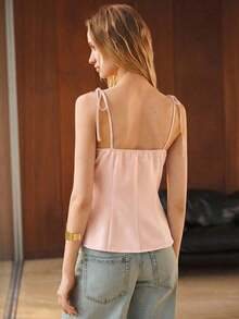 Camiseta sin mangas de verano para mujer, con un diseño de unicolor minimalista y cintura ceñida para una silueta favorecedora.Elegante pero sencilla, adecuada para ocasiones formales como conciertos y actuaciones, así como para un uso casual - Rosa - Ver 5