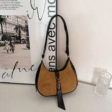 Borse di lusso di nicchia per donna: Nuova borsa a tracolla vintage opaca di stile autunno/inverno, borsa a secchiello monospalla - Castano - Visualizzare 2
