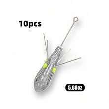 10 chiếc chì câu cá Sputnik đuôi dài, dùng cho câu cá nước mặn, câu cá trên bãi biển, câu cá trê, câu cá trên cát biển, màu xám bạc. - Bạc - Xem 12