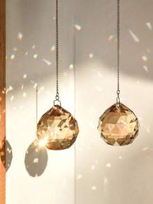 3pcs Colorful Crystal Prism Ball Pendant Solar Powered Dream Catcher Hanging Decor, Rearma Decorations, Home Decor, Room Decor, Wall Decor, Birthday Graduation Christmas Decorative Gift - Multicolor - View 3