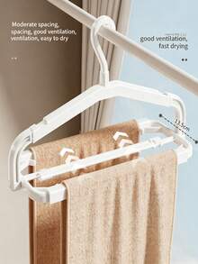 1/2/4 piezas Tendedero extensible, Tendedero plegable, Percha multifuncional, Toallero, Adecuado para armario, dormitorio, baño, dormitorio, organiza eficazmente el armario, diseño antideslizante, se utiliza para almacenar y organizar ropa, pantalones, toallas, artículos del hogar - Blanco - Ver 7