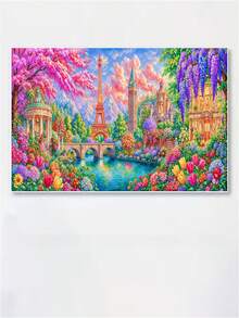 1件套钻石画套装,梦幻巴黎风景花园艺术,色彩鲜艳,5D钻石十字绣。轻松DIY,点状钻石,高端耐用,非常适合家居装饰和节日礼物。 - 圓鑽 - 查看 2