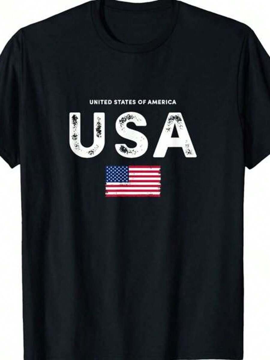 Camiseta de aodón puro de 180 g/m² con gráfico de la bandera de EE. UU. y tema de novedad, diseñ con artesanía de punto, cómoda, duradera, transpirable, suave, fácil de limpiar, resistente a las manchas, personaliz, perfectara ocasiones patrióticas alidas casuales diarias, que proporciona una textura suave y un fácil lavado, adecu para un uso patriótico relado con un distintivo atractivo nacional