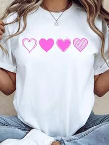 Unisex Valentine's Day T-Shirt, Perfect For Couples, A Great Gift For Valentine's Day. Made From 220g Pure Cotton, This Unisex T-Shirt Is The Ideal Weight For All Seasons And Is Suitable For Both Men And Women. The Durable, High-Quality Fabric Is Soft To The Touch And Long-Lasting. Breathable And Breathable, It's Perfect For Women In Spring And Summer, On Holidays, Mother's Day, Or Independence Day. - 白色 - 查看 1