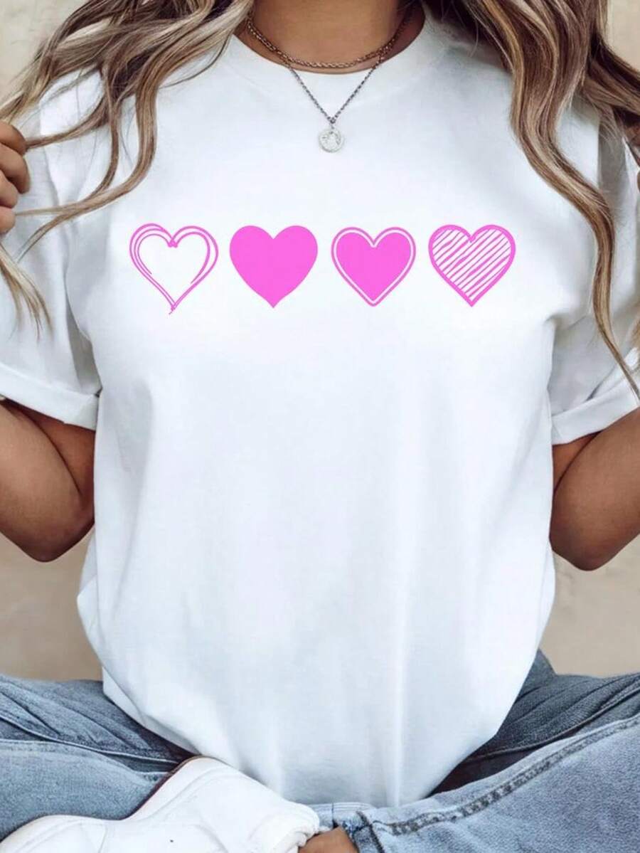 Unisex Valentine's Day T-Shirt, Perfect For Couples, A Great Gift For Valentine's Day. Made From 220g Pure Cotton, This Unisex T-Shirt Is The Ideal Weight For All Seasons And Is Suitable For Both Men And Women. The Durable, High-Quality Fabric Is Soft To The Touch And Long-Lasting. Breathable And Breathable, It's Perfect For Women In Spring And Summer, On Holidays, Mother's Day, Or Independence Day. - 白色 - 查看 1