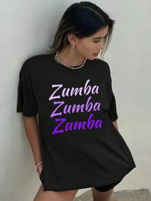 1 Piece 180g Women's T-Shirt, Men's T-Shirt, Casual Cotton Crew Neck T-Shirt. Women's Sports T-Shirt. Designed By Y2K Artists In The Bababask Style, Made From 100% Pure Cotton. Creative Cartoon Pattern Design, Comfortable Short Sleeves, Zumba - 黑色8 - 查看 6