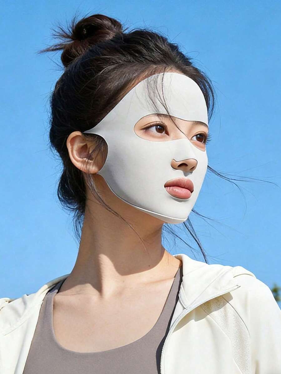 1件女款防曬面罩,夏季冰絲防曬面罩,全方位UV防護,透氣設計,適合高爾夫、跑步和戶外運動,開口設計 - 彩色 - 查看 1