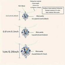 ConiiW Kalung Tali Pancing Transparan Sederhana dan Klasik Terbuat dari Perak Sterling 925 dan Moissanite 1 Karat, Unisex dan Cocok untuk Dipakai Sehari-hari. - Perak - View 7