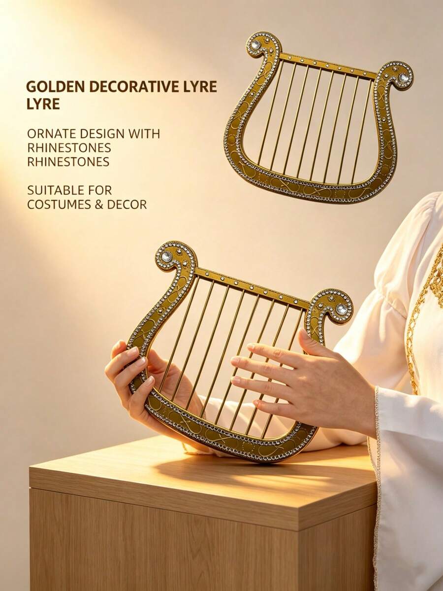 金色塑膠天使豎琴,聖誕節感恩節日常裝扮配件,Cosplay道具,節日攝影道具,天使主題派對裝飾配件,天使模擬豎琴模型,樂器,酒吧裝飾,Cosplay化妝舞會角色裝飾等 - 彩色 - 查看 1
