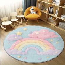 1pc Cartoon City Road Round Carpet, Sweet Rainbow Round Carpet, Pink Heart Colorful Dot Modern Round Area Rug, Educational Game Mat, Letter Number Animal Fruit Shape Learning Decorative Round Rug, Modern Round Area Rug, Pattern, Carpet, Decorative Carpet, Bedroom Decor, Small Rug, Carpet, Home Decor - Multicolor - View 8