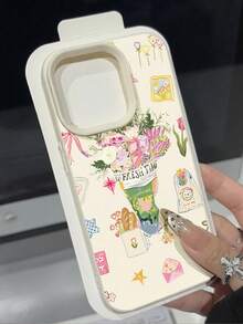 Flower 1pc Watercolor Floral Pattern Soft Protective Phone Case, Waterproof Shockproof Anti-Slip, Compatible With Apple And Phones - Multicolor - View 2