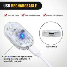 KELEEL 2/4pcs Wireless Car Interior LED Lights, 7 Color Car Interior Light Strip With 6 Bright LED Beads, Portable USB Rechargeable Car Interior LED Night Light For Car Decor - Upgraded - Magnetic Version - View 10