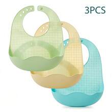 3 chiếc yếm ăn mỏng bằng silicon cho bé, yếm ăn chống thấm nước có túi lớn, yếm ăn dặm mềm mại, có thể điều chỉnh, phù hợp cho bé trai và bé gái vào mùa hè. - Màu xanh Bạc hà - Xem 6