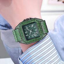 Jam Tangan Mewah Bling Bling dengan Dial Besar dan Hiasan Berlian Imitasi Sepenuhnya, Jam Tangan Quartz Bercahaya Gaya Hip Hop yang Modis untuk Pria - Satu-Ukuran - View 3