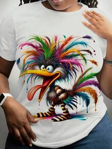Camiseta manga corta cuello redondo 100% algodón, estampado trendy, tejido ligero y ventilado, estilo moda casual, apta para vida diaria, salidas informales y citas en primavera, verano y otoño - Blanco - Ver 8