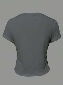 Camiseta de manga corta casual y versátil con estampado de caballero, para verano - Gris - Ver 4