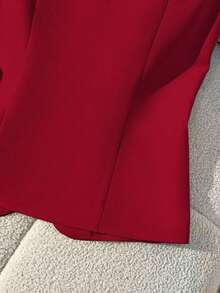 Camisa sin mangas de unicolor y estilo minimalista con botones para mujer - Rojo - Ver 3