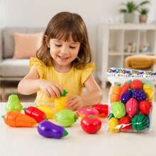 12PCS Children's Cutting Fruit And Vegetable Toy Set, Realistic Kitchen Role Play Toys, Montessori Educational Learning Toys, Role Playing, Develop Fine Motor Skills And Hand-Eye Coordination, Suitable For Boys And Girls 3 Years And Above As Birthday Gift - Multicolor - View 8