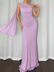 Vestido largo ajustado con cuello asimétrico elegante y romántico, adecuado para fiestas, playa, vuelta al colegio, citas románticas, temporada de bodas, cumpleaños, Pascua, primavera/verano - Rosa 2 - Ver 9