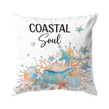 4pcs/Set Blue & Orange Ocean Creature Shell Pattern Pillow Cover, Single-Sided Printed Cushion Cover, Suitable For Living Room, Bedroom, Home Decor, All Seasons - Multicolor - View 15