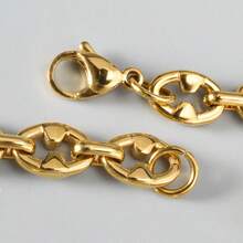1pc 18K Gold Plated Stainless Steel Unique Coffee Bean Bracelet, Hip-Hop Street Style, Suitable For Men's Daily Wear, Parties, Stages, Music Festivals - Gold - View 3