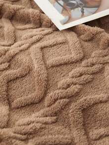 1 Stück braune Rautenmuster Taffet-Samt Decke, hautfreundlich, weich und bequem, Überwurfdecke für Sofa, Bett, ganzjährig verwendbar, maschinenwaschbar, geeignet für Schlafzimmer und Gästezimmer - Kaffeebraun - Übersicht 5