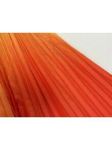 Vestido largo degradado con cuello halter y calados, estilo elegante y sensual primavera 2026 - Naranja - Ver 2