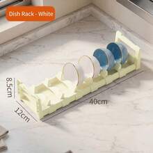 Rejilla ajustable para secar platos, adecuada para cajones de gabinete, estante de almacenamiento de utensilios de cocina, aplicable a encimeras y cajones de cocina - Ver 16