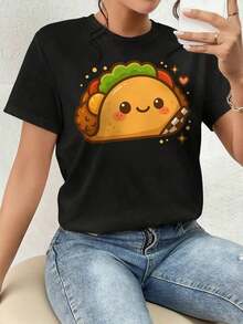 And  Women's T-Shirt, Graphic T-Shirt, Funny Taco, Kawaii T-Shirt Men's T-Shirt Tops Sweatshirts For Women Y2k T-Shirt Shirt - 黑色 - 查看 9