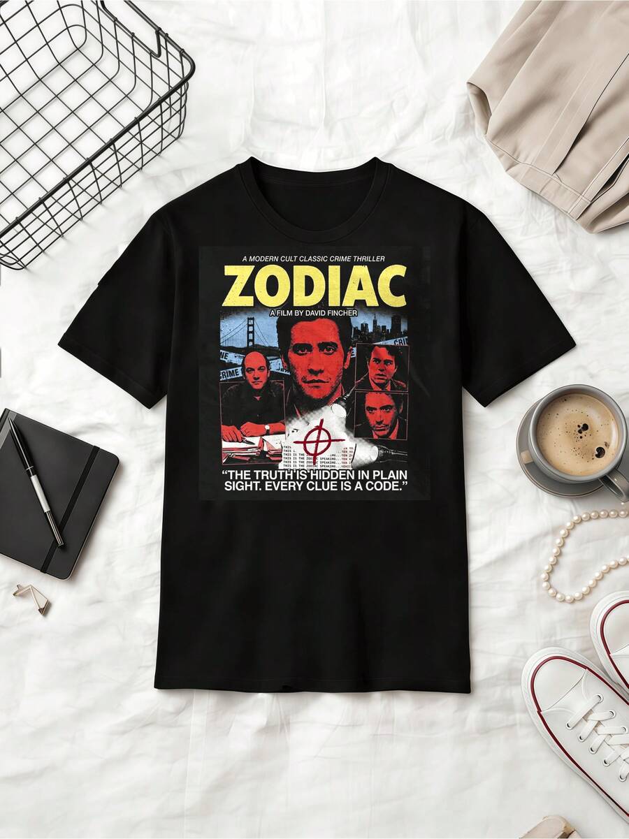 Zodiac 2007 Movie Graphic Tee David Fincher Crime Thriller Film T-Shirt - Black - View 1