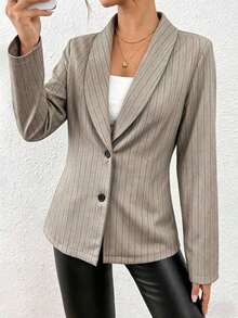 Chaqueta de blazer ajustada de manga larga y sexy para mujer, conjunto verde, chaqueta de traje para mujer, blazer verde para mujer, blusas sociales, ropa de oficina para mujer, ropa de negocios profesional, abrigo de invierno para mujer verde - Albaricoque 2 - Ver 6