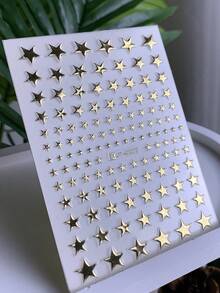 1片隨機顏色金屬金銀色星星美甲貼紙 不同尺寸五角星貼花 幻彩自黏式滑片 優雅魅力裝飾美甲DIY美甲片配件工具 - 查看 5