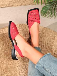 JINWUYIPIN Women's Black Slip-On Shoes, Multifunctional Loafers, New Soft PU Material, Round Toe Design, Plus Size, British Style Flat Work/Commute Shoes, Suitable For Spring/Summer/Autumn/Winter - Red - View 6