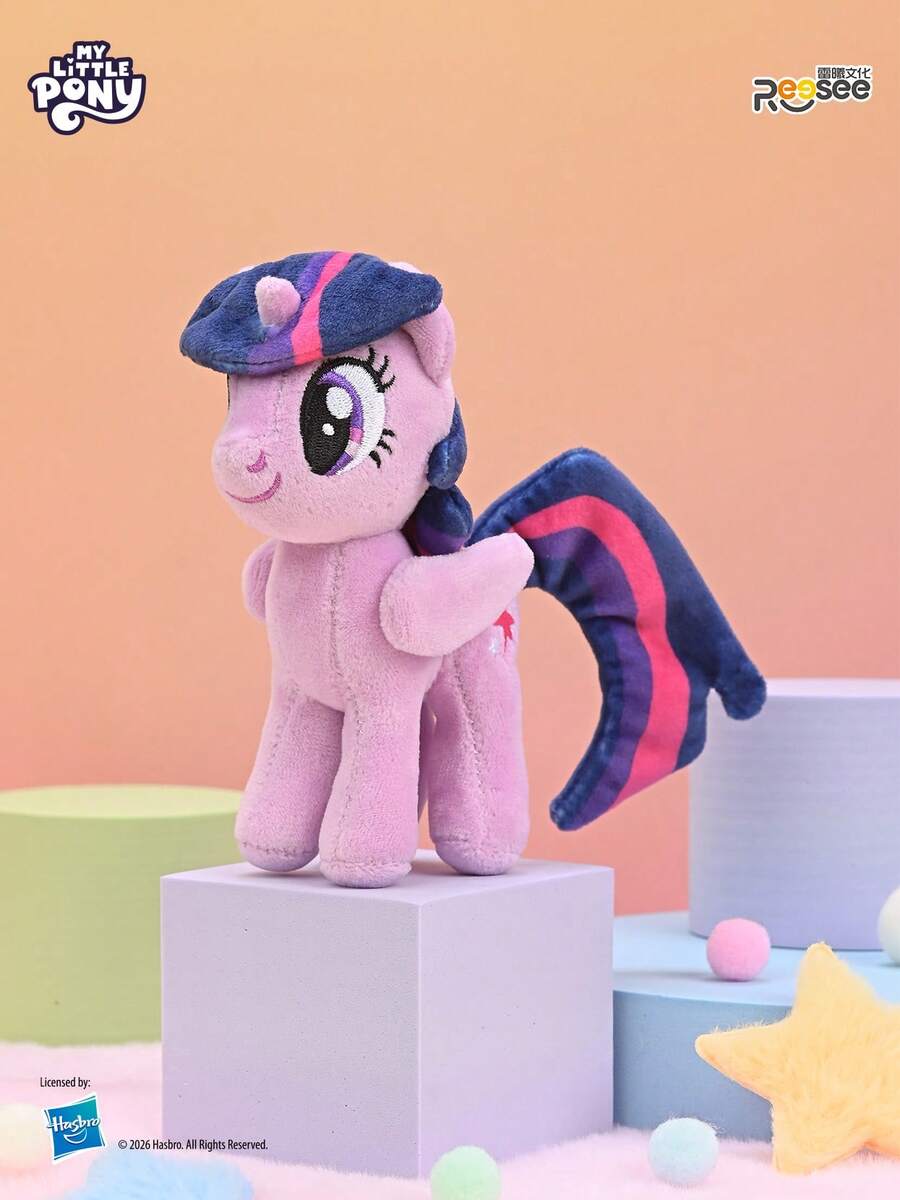 Hasbro 迷你毛绒钥匙扣套装，暮光闪闪和朋友们包包挂饰，可爱柔软的毛绒玩偶，送给女孩的可爱生日礼物 - 彩色 - 查看 1